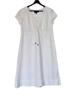 Boden, Women’s V-neck 100% Linen White Dress, Sz: 10R